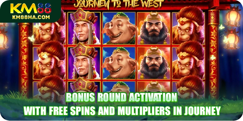 Bonus round activation with free spins and multipliers in Journey