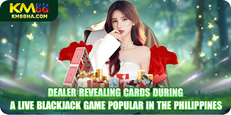 Dealer revealing cards during a live blackjack game popular in the Philippines